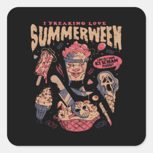 Summerween - Funny Goth Horror Movies Halloween Gi Square Sticker