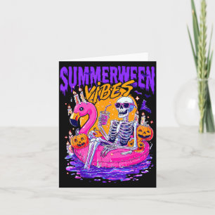 Summerween Funny Skeletons Halloween Floating Pool Card