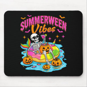 Summerween Funny Skeletons Halloween Floating Pool Mouse Pad