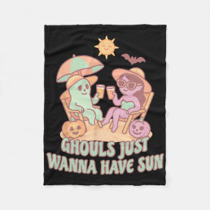 Summerween Ghost Ghouls Just Wanna Have Sun Summer Fleece Blanket