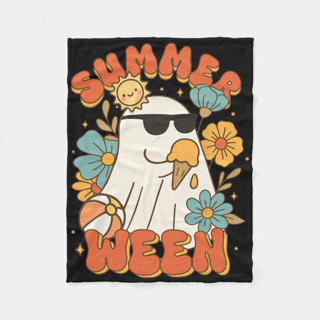 Summerween Ghost Ice Cream Cute Funny Halloween Be Fleece Blanket (Front)