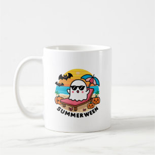 Summerween - ghost on sunbed coffee mug