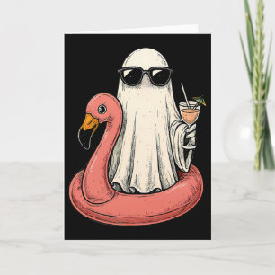 Summerween Ghost With Flamingo Floatie Womens Hall Card