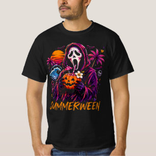 Summerween Ghostface Pumpkin Beach T-Shirt