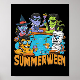 Summerween Halloween Spooky Monster For Men Women Poster