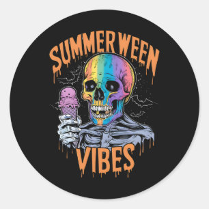 Summerween Halloween Summer Party Costume Funny Su Classic Round Sticker