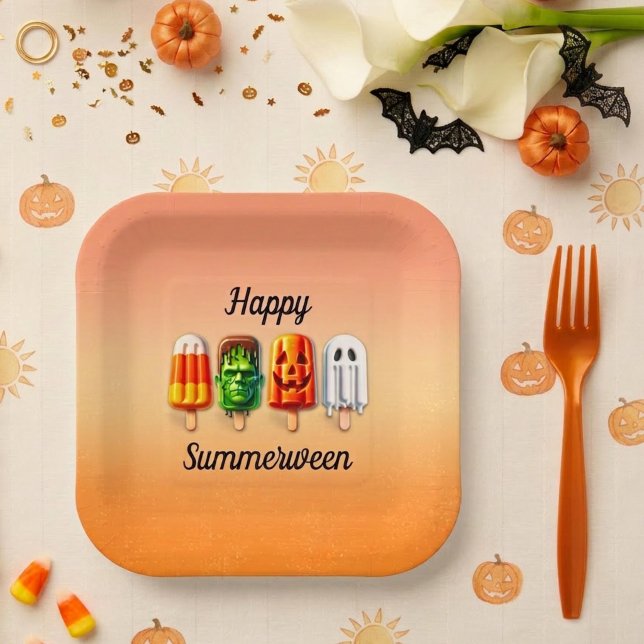 Summerween Halloween Summer Party Paper Plate (Creator Uploaded)