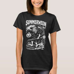 Summerween Halloween Summer Surfing Beach Witch T-Shirt