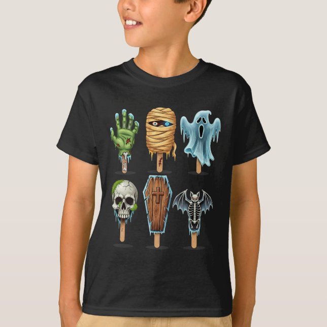 Summerween Horror Movies Summer Popsicle Halloween T-Shirt (Front)