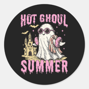 Summerween Hot Ghoul Summer Funny Cute Ghost Pool Classic Round Sticker
