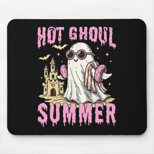 Summerween Hot Ghoul Summer Funny Cute Ghost Pool  Mouse Pad (Front)