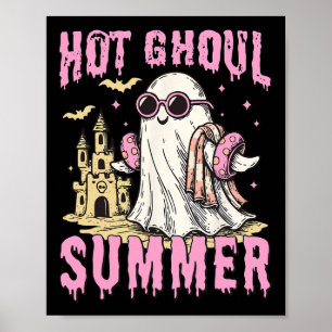 Summerween Hot Ghoul Summer Funny Cute Ghost Pool  Poster