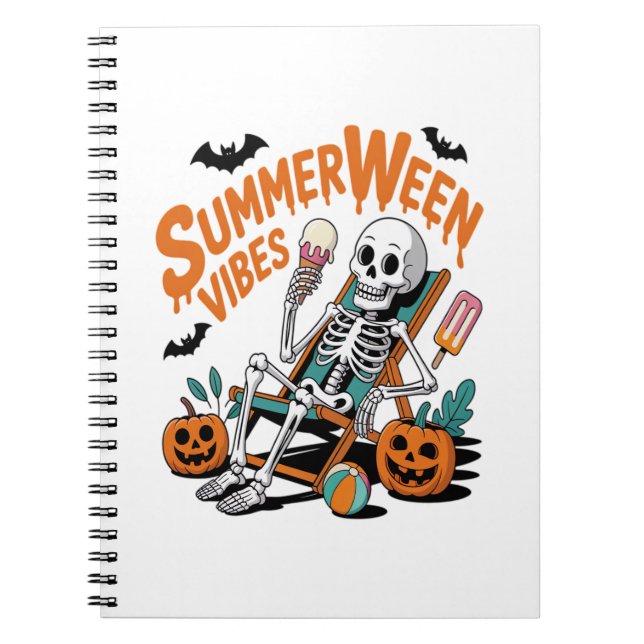 Summerween Ice Cream Summer Vacation Halloween Notebook (Front)