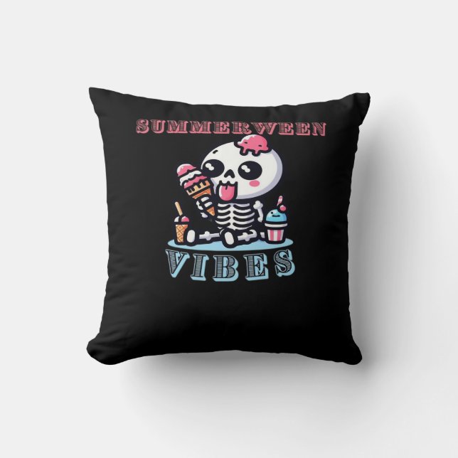 Summerween IceCream Skeleton Classic Cushion (Front)