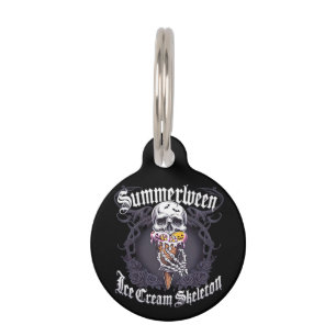 Summerween IceCream Skeleton Classic Trending Pet Tag