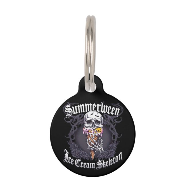Summerween IceCream Skeleton Classic Trending Pet Tag (Front)
