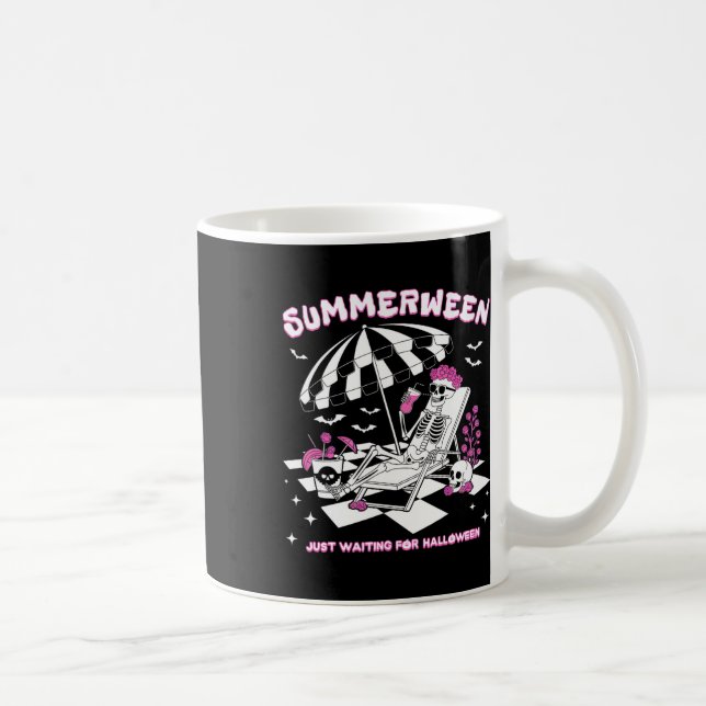 Summerween Just Waiting For Halloween Skeleton Bea Coffee Mug (Right)