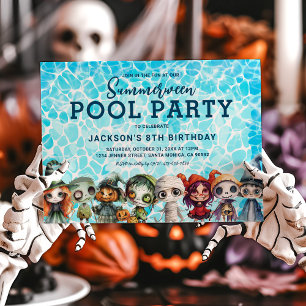 Summerween Pool Party Kids Birthday Invitation
