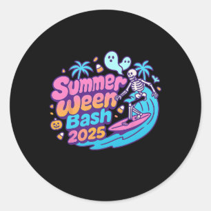 Summerween Sh 2025 Skeleton Beach Party Halloween  Classic Round Sticker