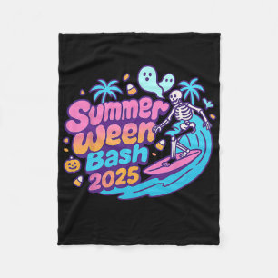 Summerween Sh 2025 Skeleton Beach Party Halloween Fleece Blanket