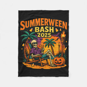 Summerween Sh 2025 Skeleton Beach Party Halloween Fleece Blanket