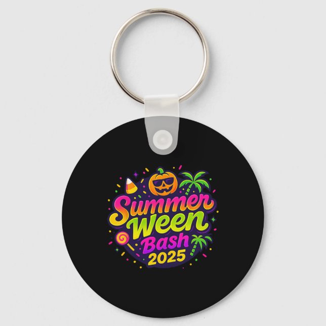 Summerween Sh 2025 Skeleton Beach Party Halloween  Key Ring (Front)