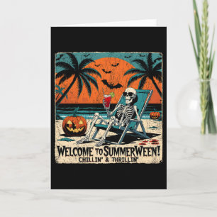 Summerween Skeleton Beach Halloween Tropical Art 1 Card
