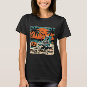 Summerween Skeleton Beach Halloween Tropical Art 1 T-Shirt