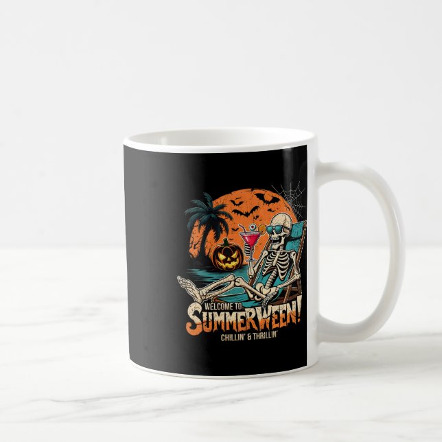 Summerween Skeleton Beach Halloween Tropical Art  Coffee Mug (Right)