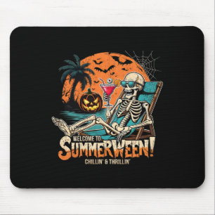 Summerween Skeleton Beach Halloween Tropical Art Mouse Pad