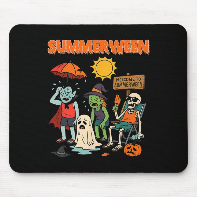 Summerween Skeleton Beach Party Halloween Vibes 1  Mouse Pad (Front)