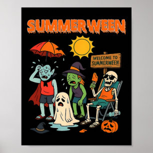 Summerween Skeleton Beach Party Halloween Vibes 1  Poster