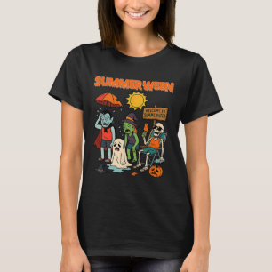 Summerween Skeleton Beach Party Halloween Vibes 1 T-Shirt