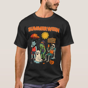 Summerween Skeleton Beach Party Halloween Vibes 1 T-Shirt