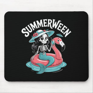 Summerween Skeleton Flamingo Halloween Vibes Mouse Pad