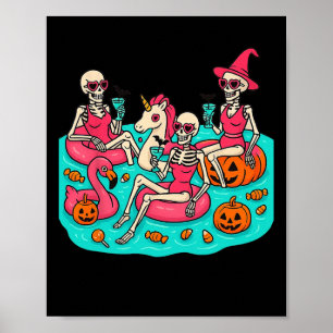 Summerween Skeleton Flamingo Just Waiting For Hall Poster