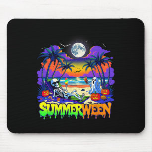 Summerween Skeleton Ghost Beach Funny Spooky Hallo Mouse Pad