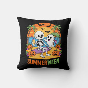 Summerween Skeleton Ghost Beach Halloween Party Fu Cushion