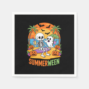 Summerween Skeleton Ghost Beach Halloween Party Fu Napkin