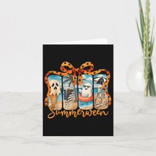 Summerween Skeleton Ghost Beach Party Halloween Vi Card
