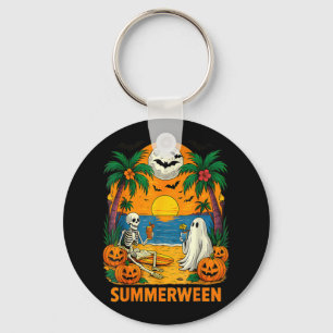Summerween Skeleton Ghost Beach Party Halloween Vi Key Ring
