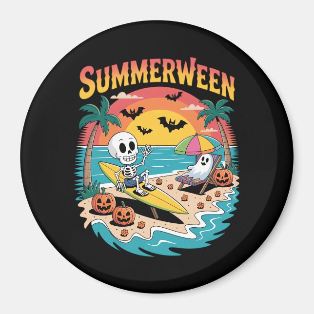 Summerween Skeleton Halloween Magnet (Front)