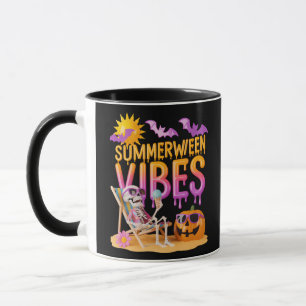 Summerween Skeleton Halloween Vibes Funny Mug