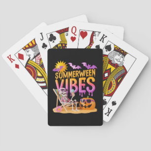 Summerween Skeleton Halloween Vibes Funny Playing Cards