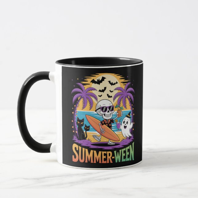 Summerween Skeleton Party Halloween Mug (Left)