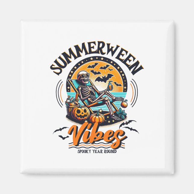 Summerween Skeleton Spooky Year Round Summer Hallo Magnet (Front)