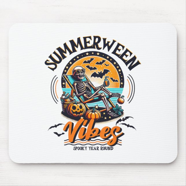 Summerween Skeleton Spooky Year Round Summer Hallo Mouse Pad (Front)