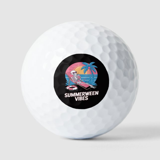 Summerween Skeleton Summer Vacation Beach Funny Golf Balls (Front)