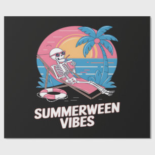 Summerween Skeleton Summer Vacation Beach Funny Wrapping Paper