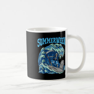 Summerween Skeleton Surf Grim Reaper Beach Spooky Coffee Mug